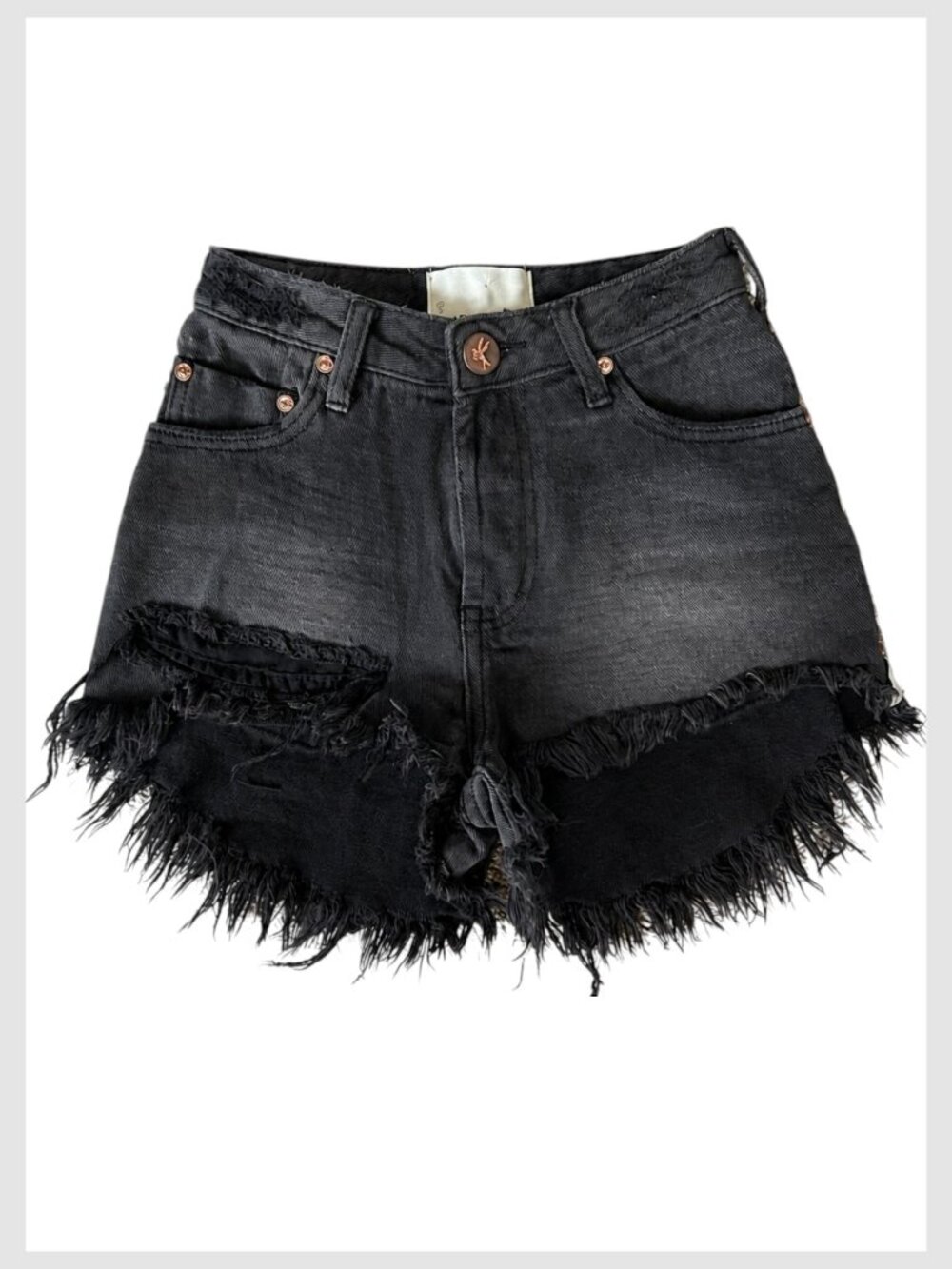 One Teaspoon Bonitas Black Denim Cutoff Shorts Frayed Hem XXS